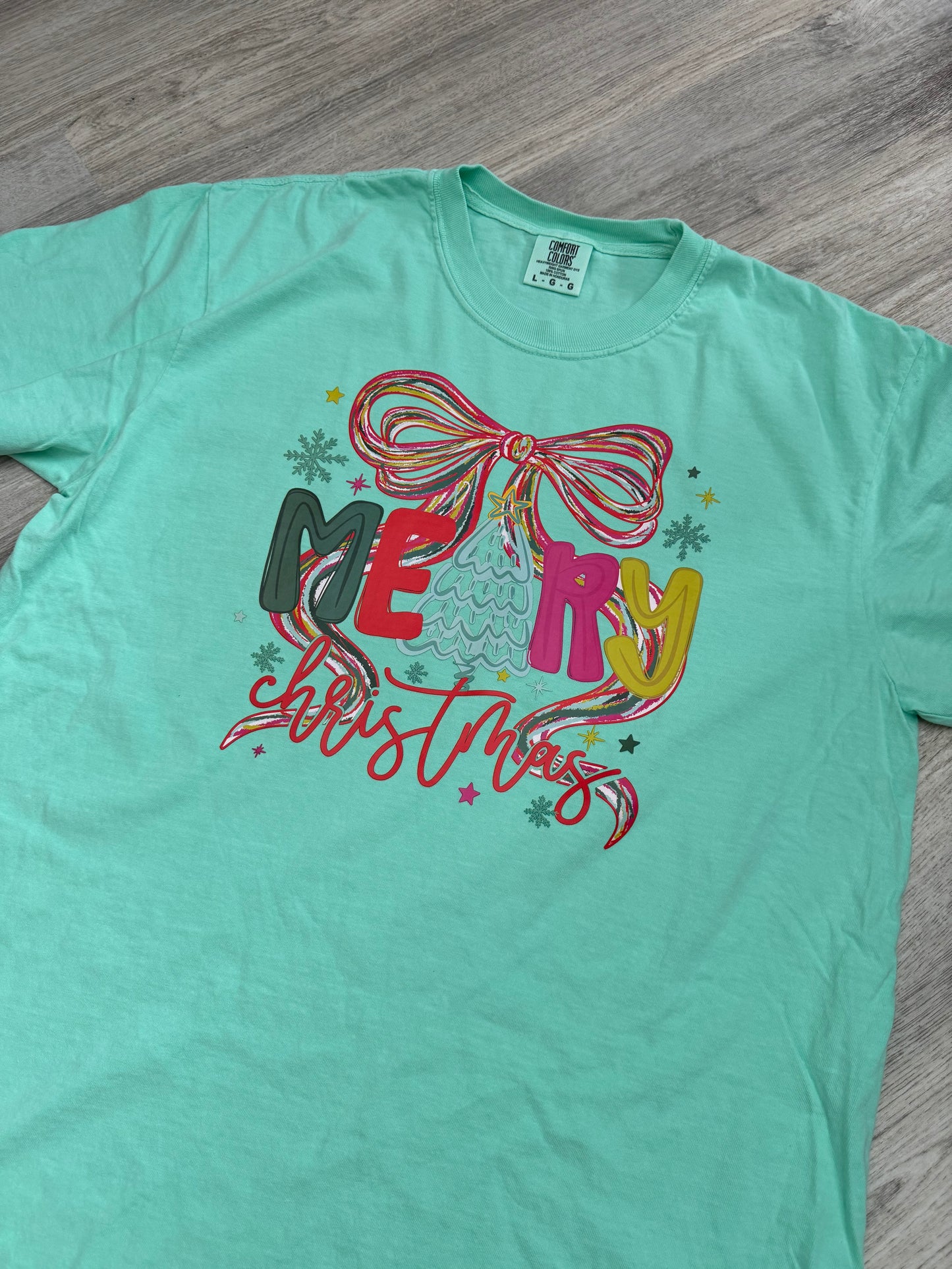 Merry Christmas + Bow Comfort Colors Shirt