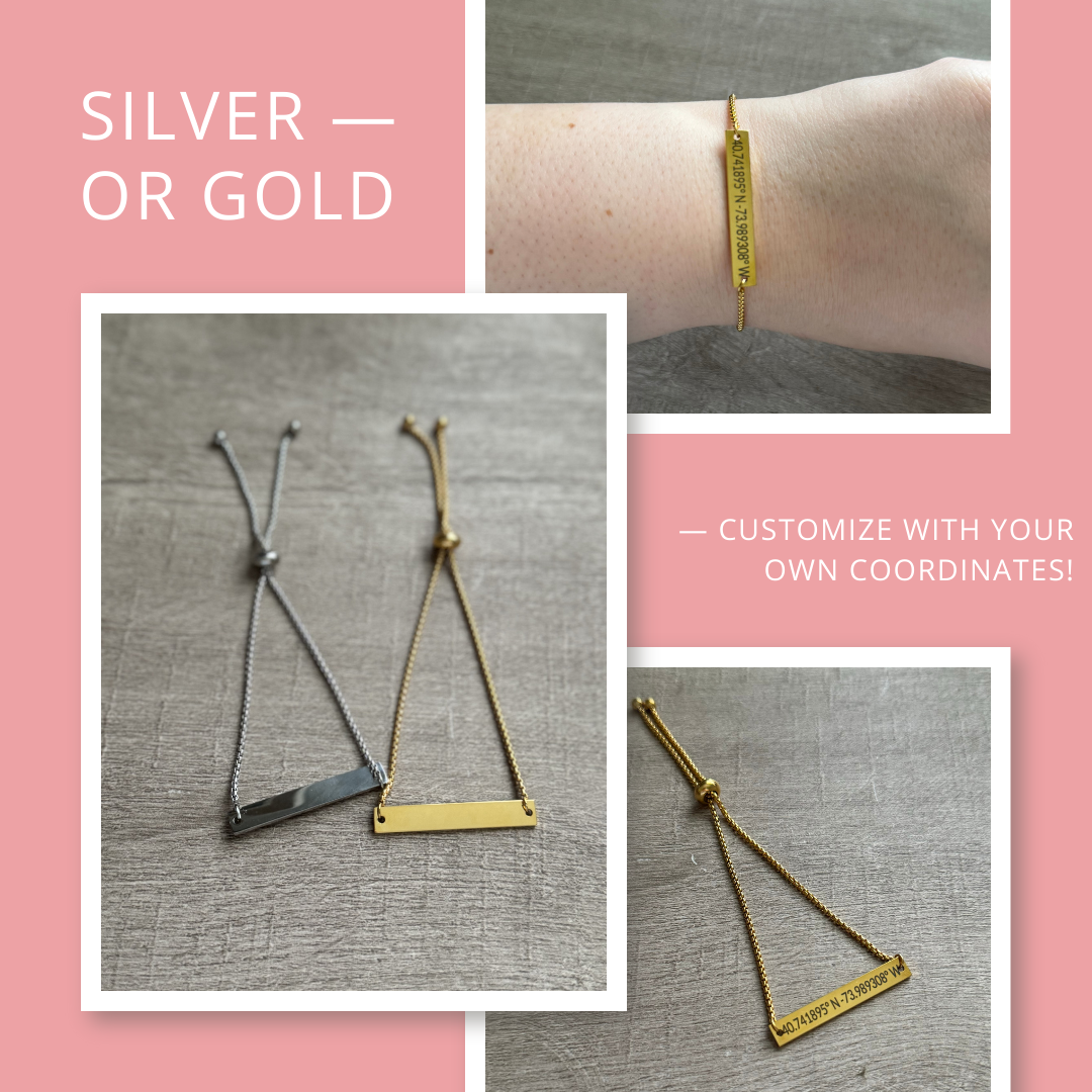 Custom Engraved Coordinates Bracelets