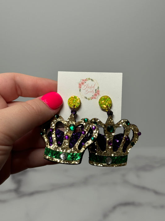 Mardi Gras Crown Glitter Dangles