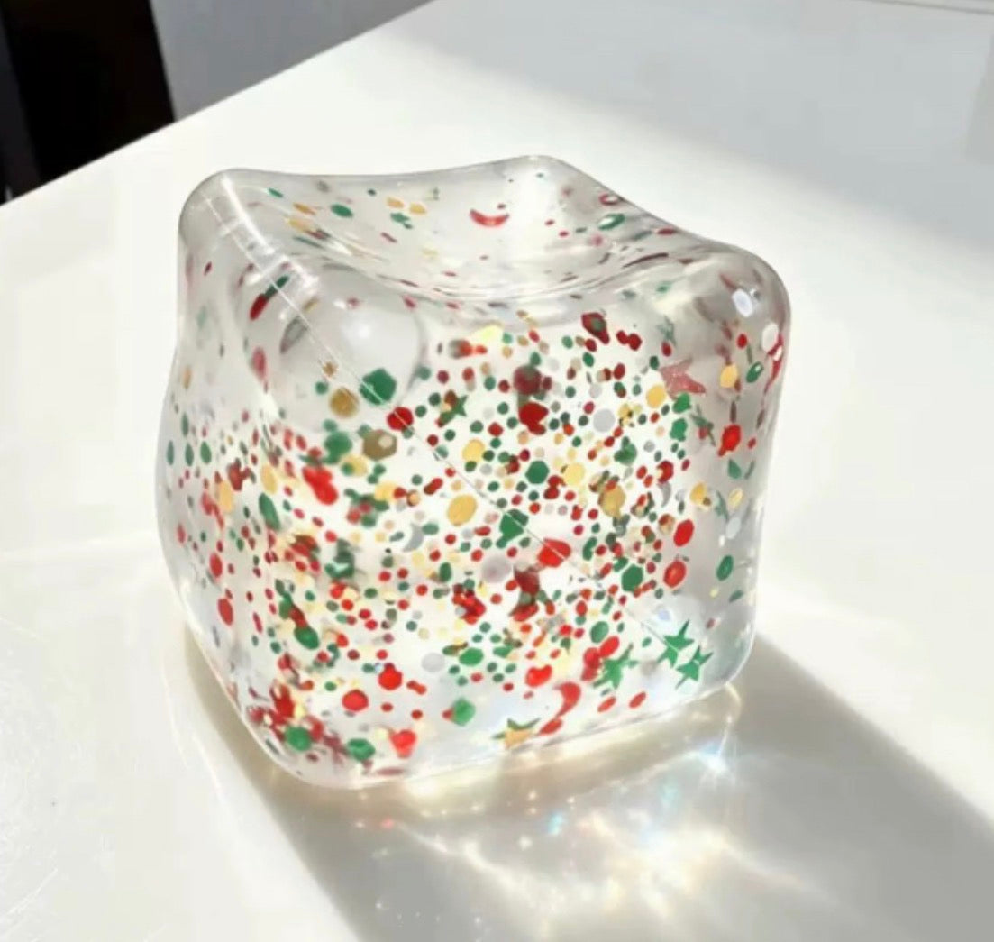 Holiday Sparkle Christmas Glitter Cube Squishy