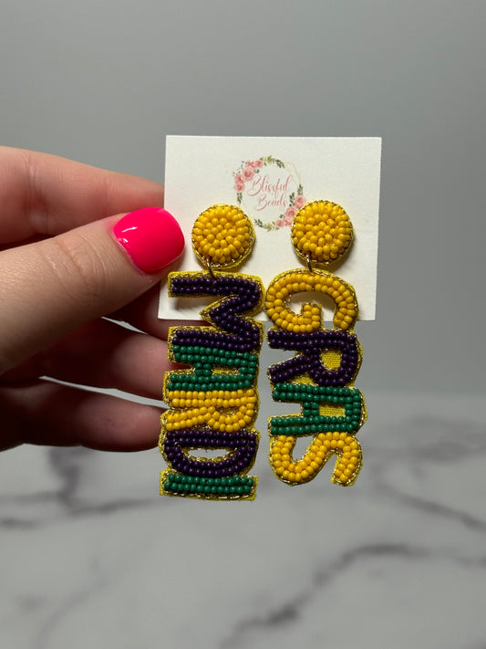 Mardi Gras Dangle Earrings