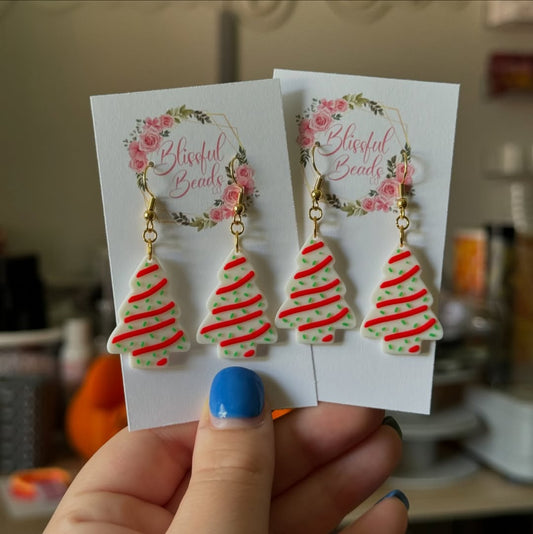 Christmas Tree Cake Dangle Earrings