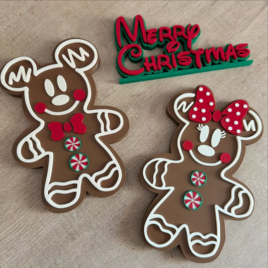 Gingerbread Mickey and Minnie Freestanding Decor