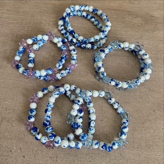 Blue Splatter & Mickey Bracelet Trio