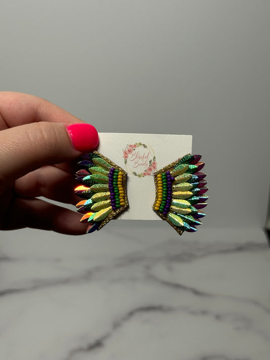 Winged Mardi Gras Earrings