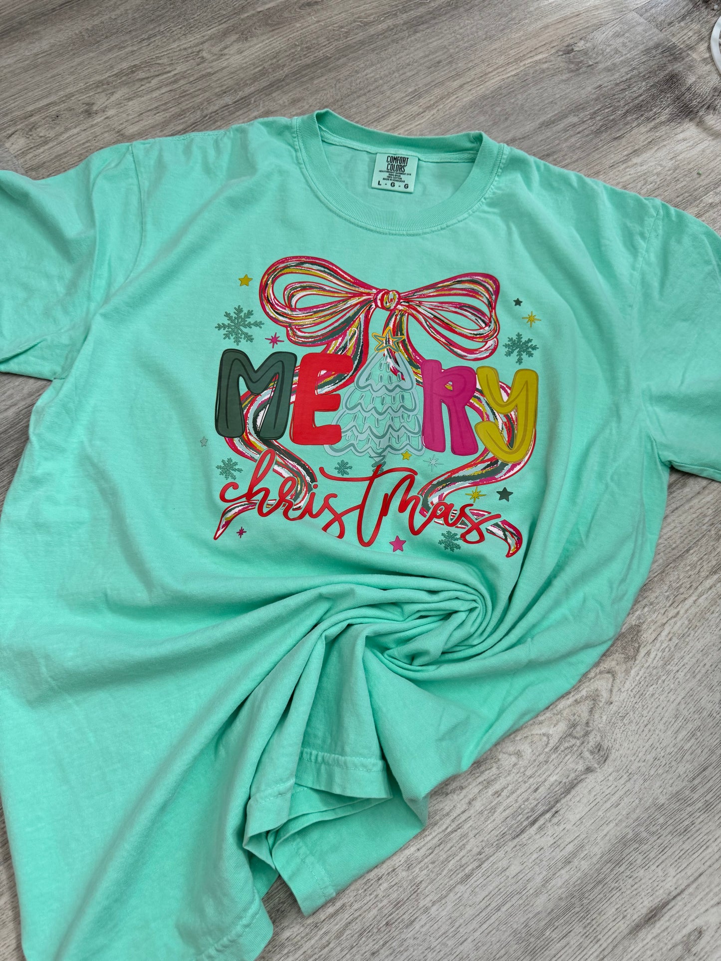 Merry Christmas + Bow Comfort Colors Shirt