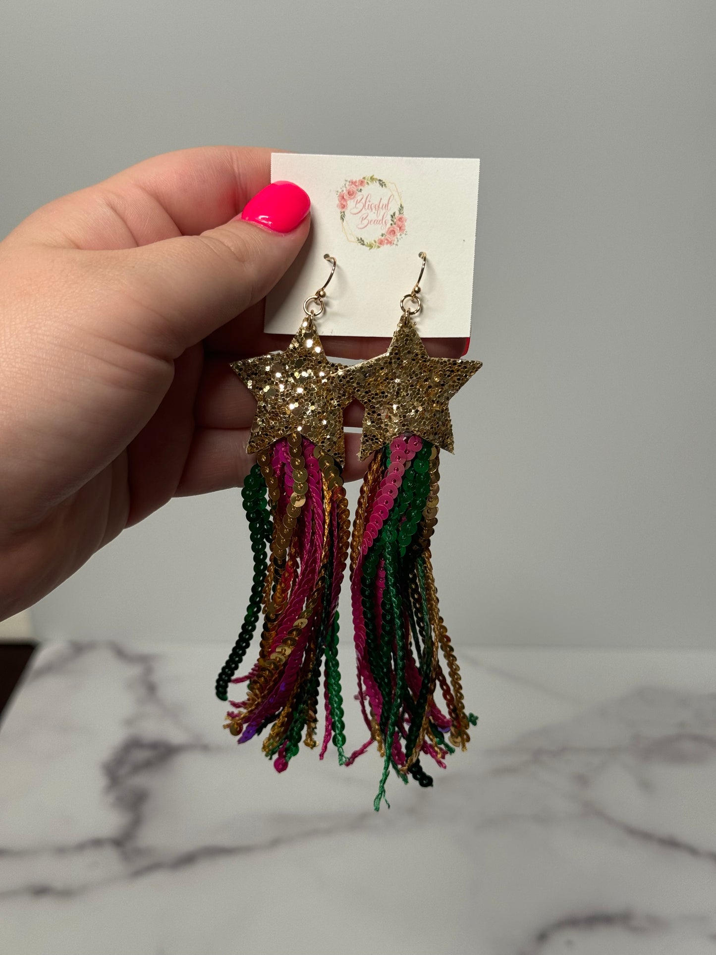 Star Tassel Mardi Gras Dangles