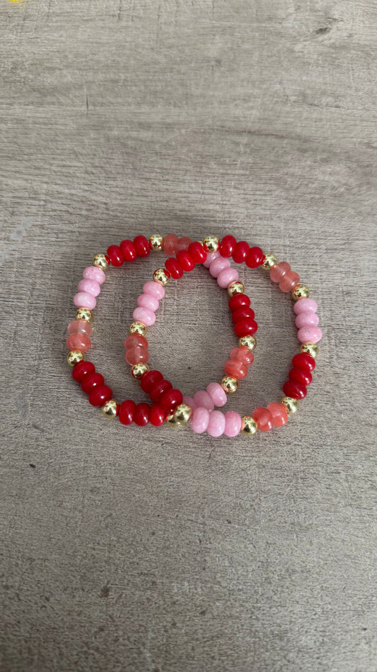 Pink + White Stone Bracelet