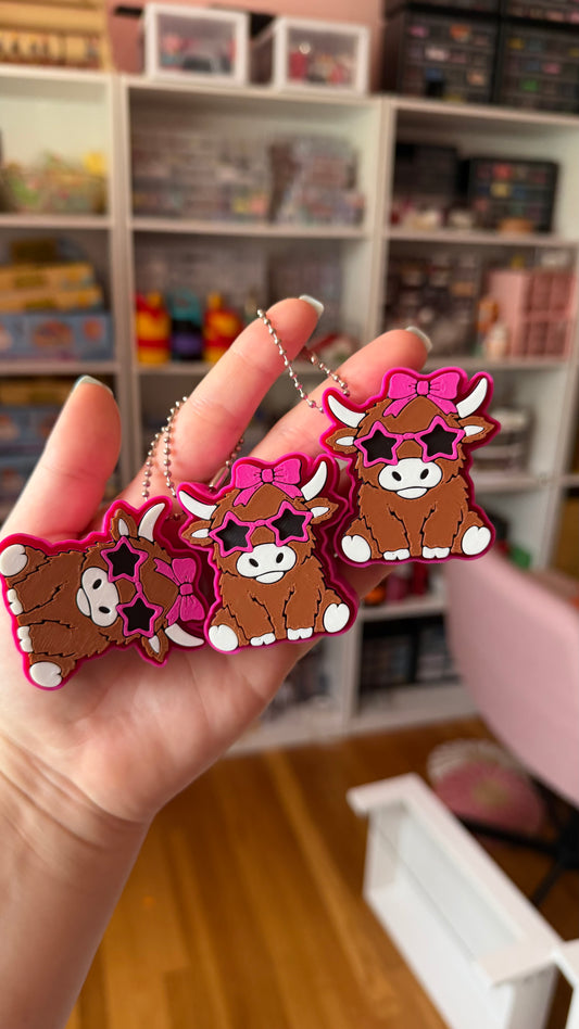 Highland Cow Star Shades Fidget Clicker