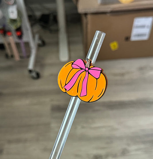 Pumpkin + Bow Straw Topper