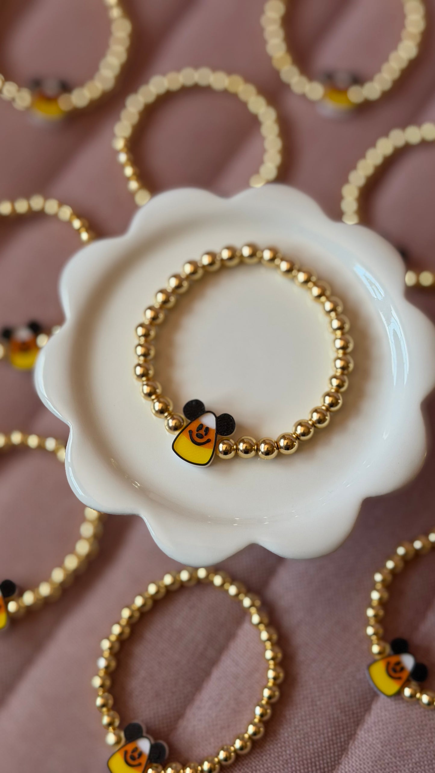 Spooky Sweet Candy Corn Mickey Beaded Bracelet