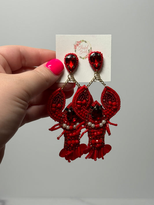 Crawfish Beaded Dangles