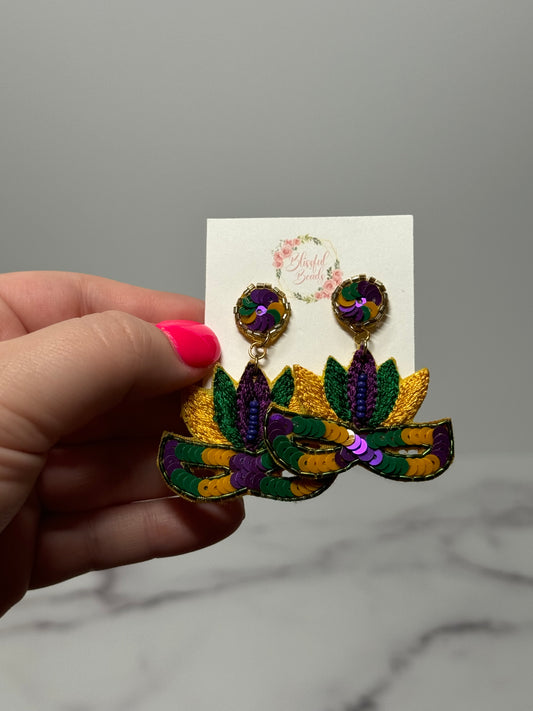 Mardi Gras Mask Dangle Earrings