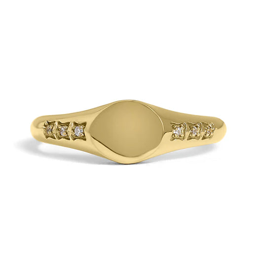 18k Gold Engravable Round Signet Ring