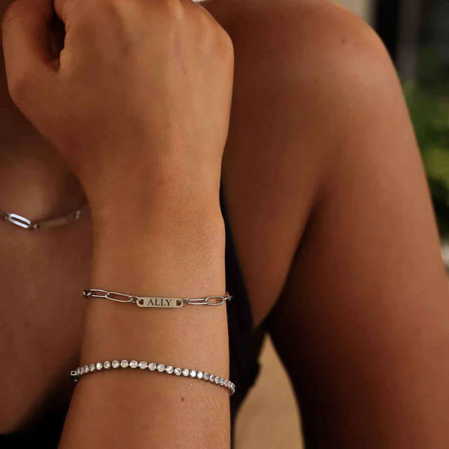 Engravable Paperclip Bar Bracelet