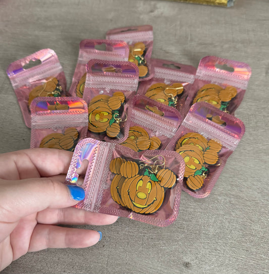 Pumpkin Mouse Dangle Earrings