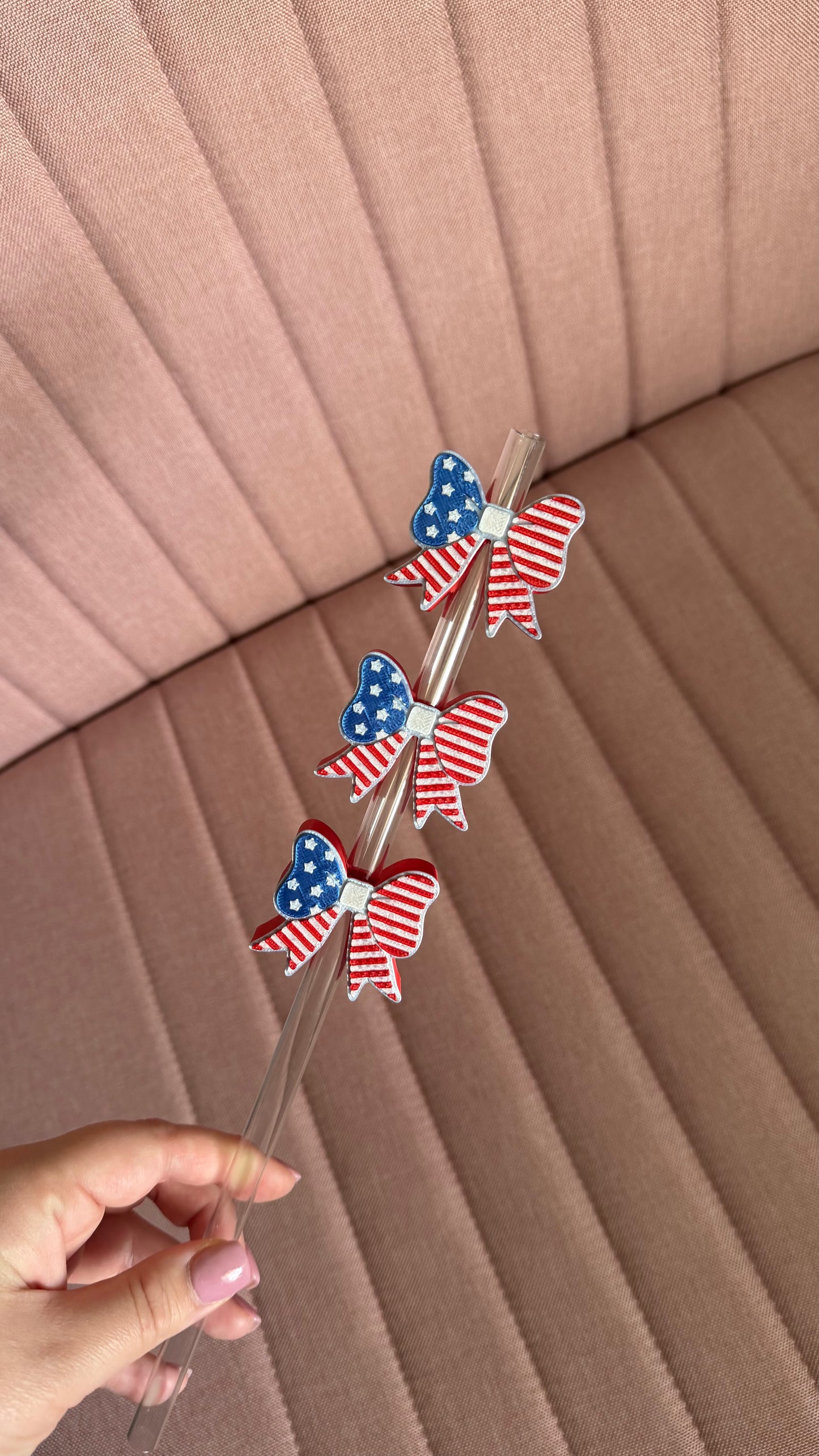 Patriotic Bows Straw Toppers