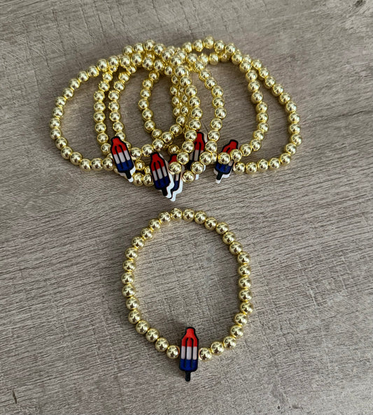Bomb Pop Gold Beaded Bracelet