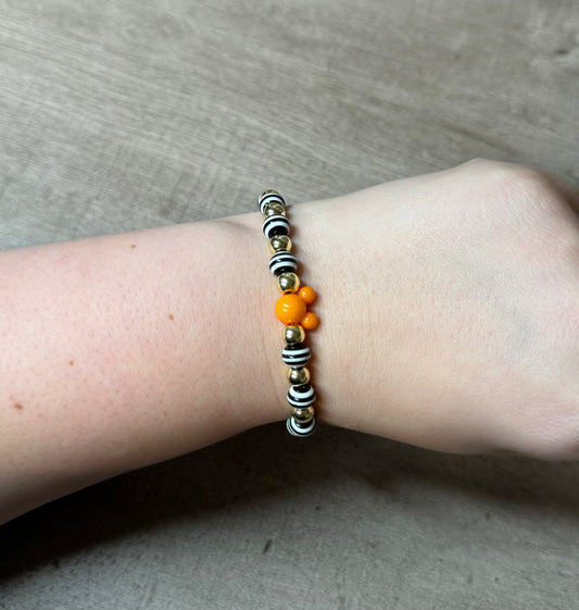 Halloween + Orange Mouse Head Beaded Bracelet