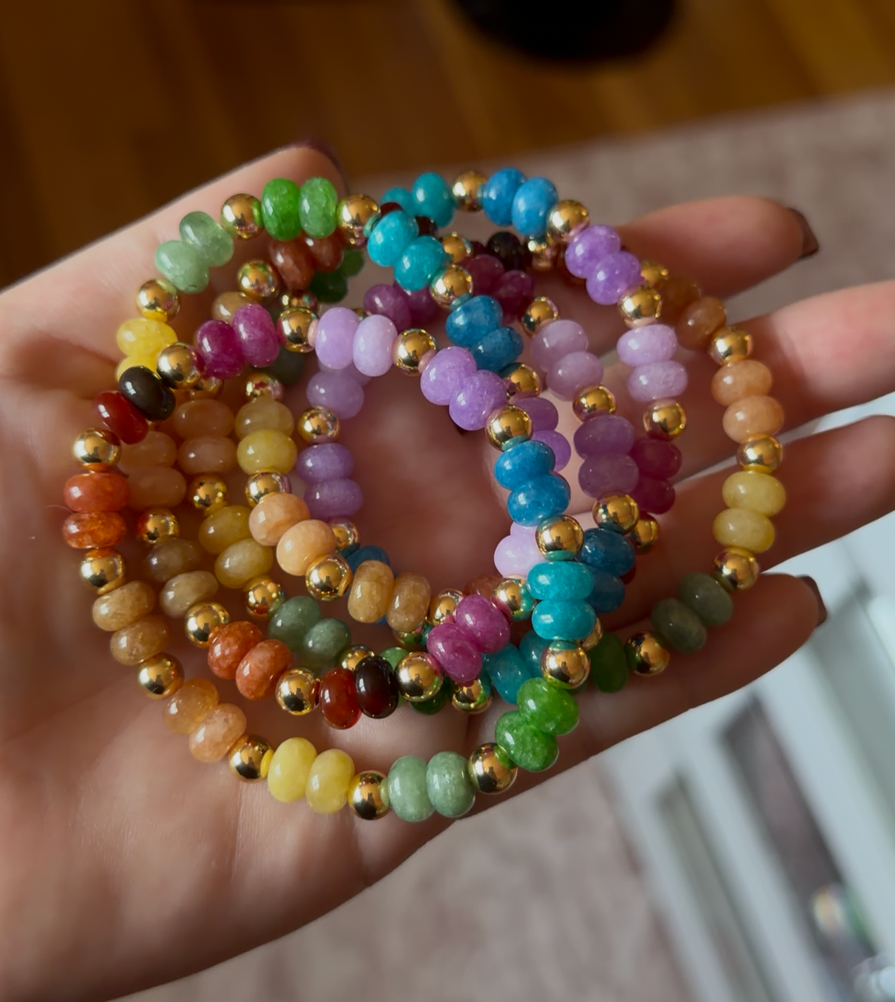 Rainbow Stone Beaded Bracelet