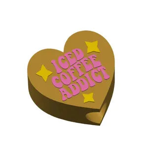 "Iced Coffee Addict" Heart Straw Topper
