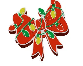 Christmas Lights Wrapped Bow Straw Topper