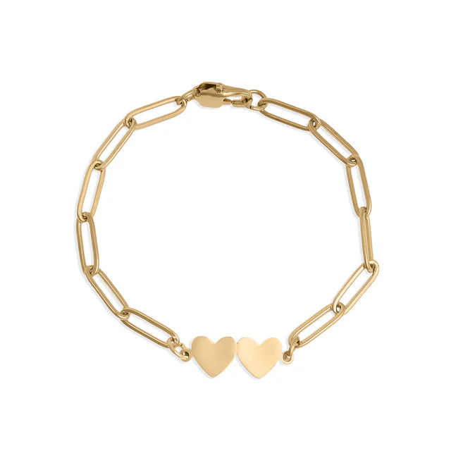 Engravable 2 Heart Paperclip Bracelet