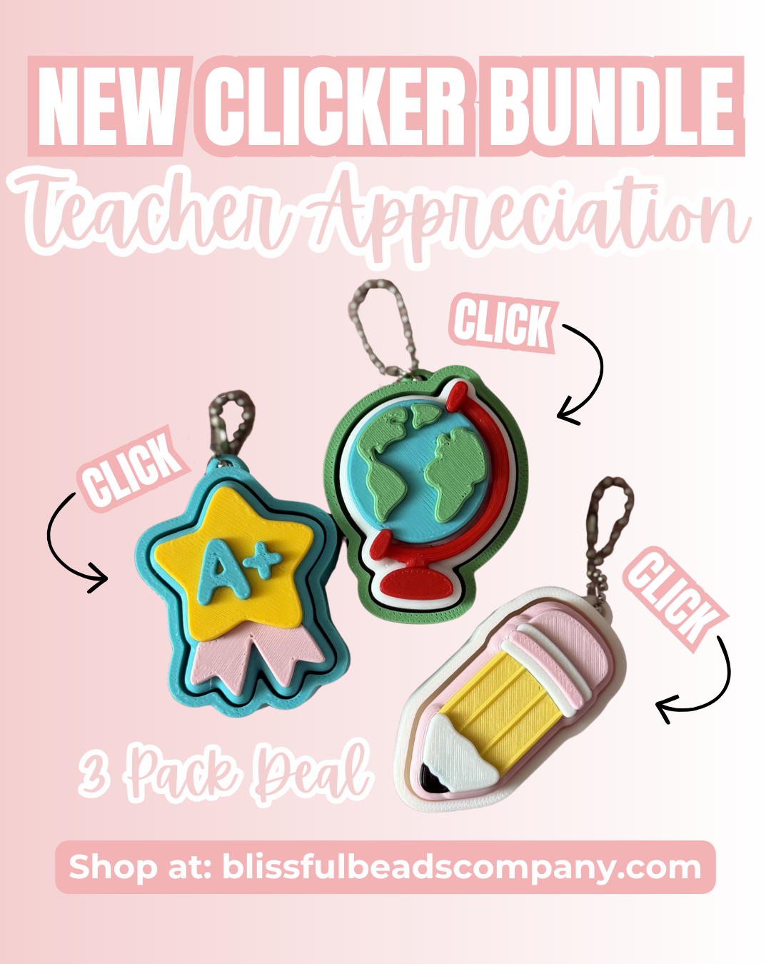 Teacher Appreciation Fidget Clicker 3-Pack Bundle
