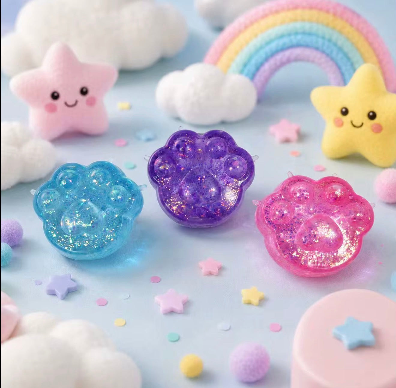 Glitter Paw Squishy Toy