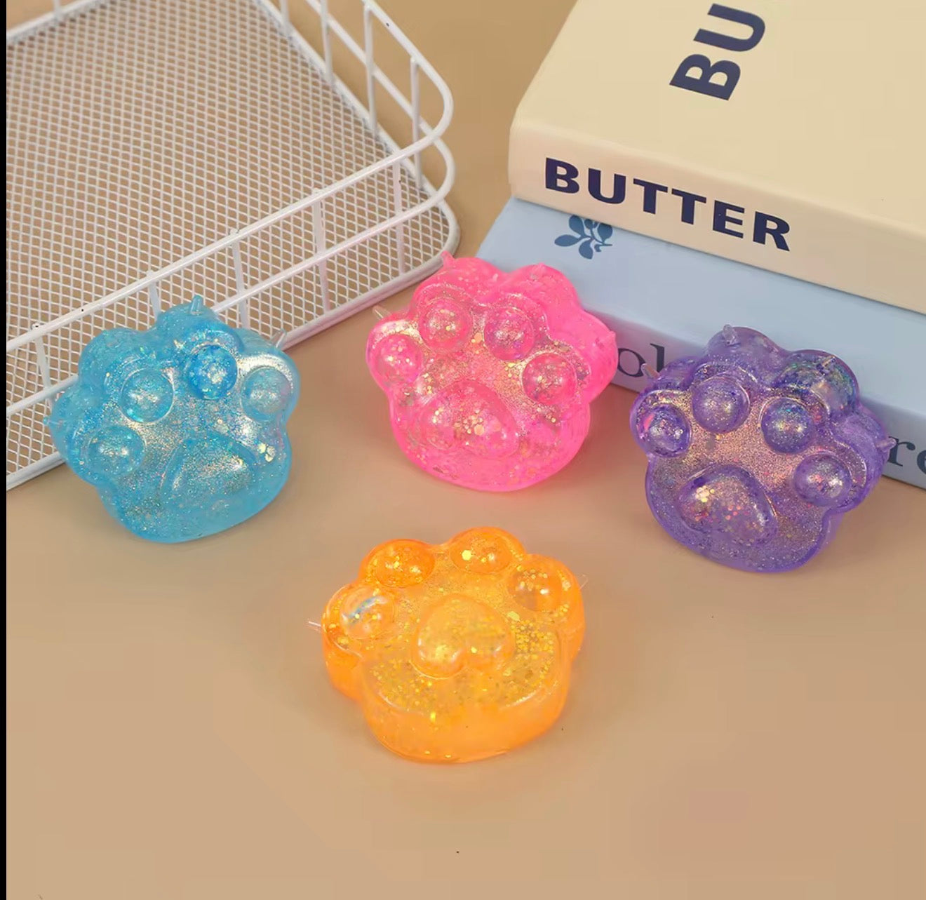 Glitter Paw Squishy Toy