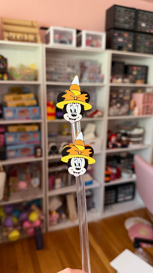 Minnie Candy Corn Witch Straw Topper