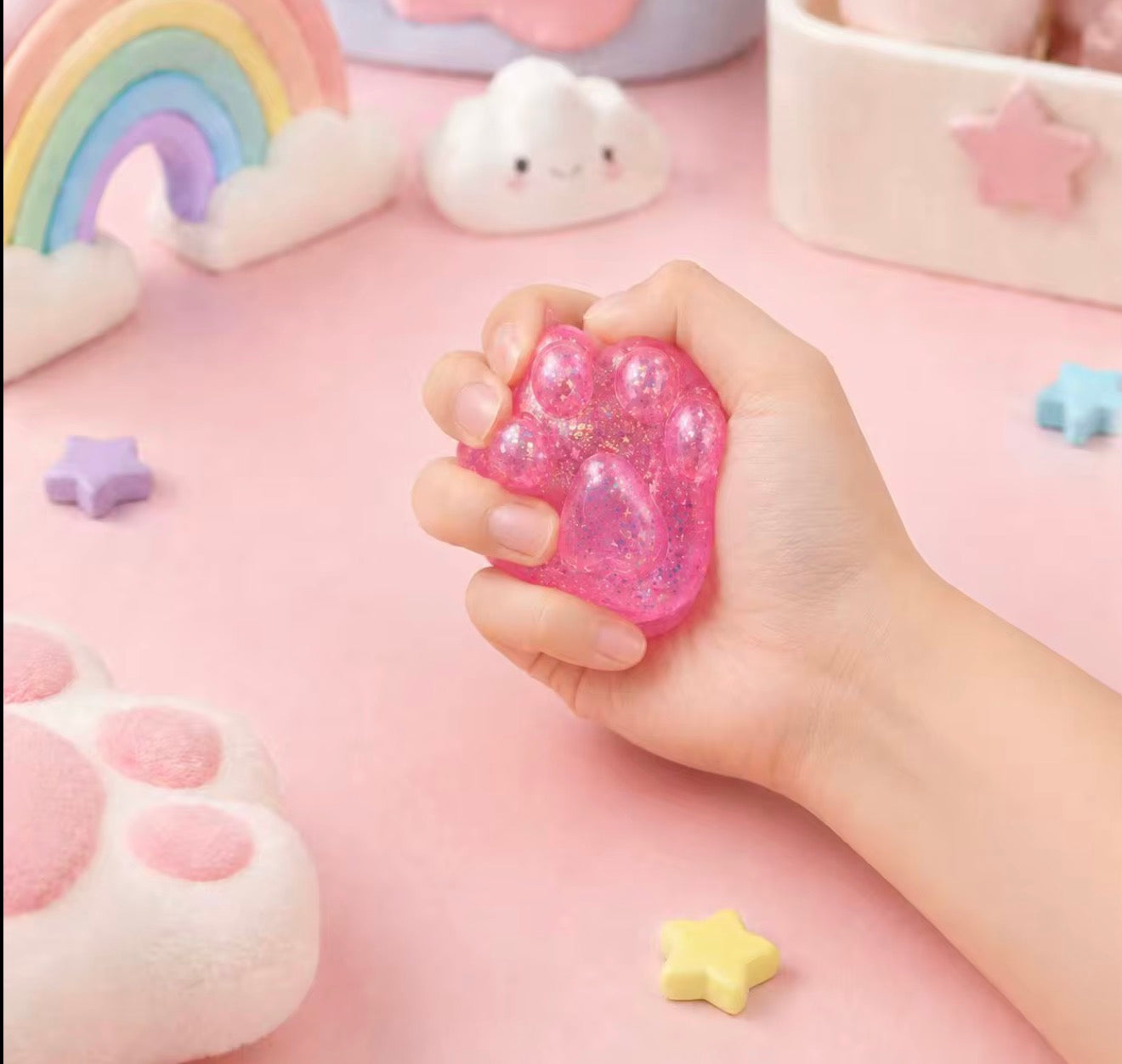 Glitter Paw Squishy Toy