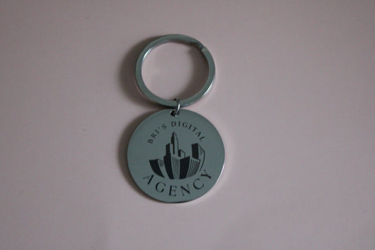 Engraved Logo + QR Code Keychain