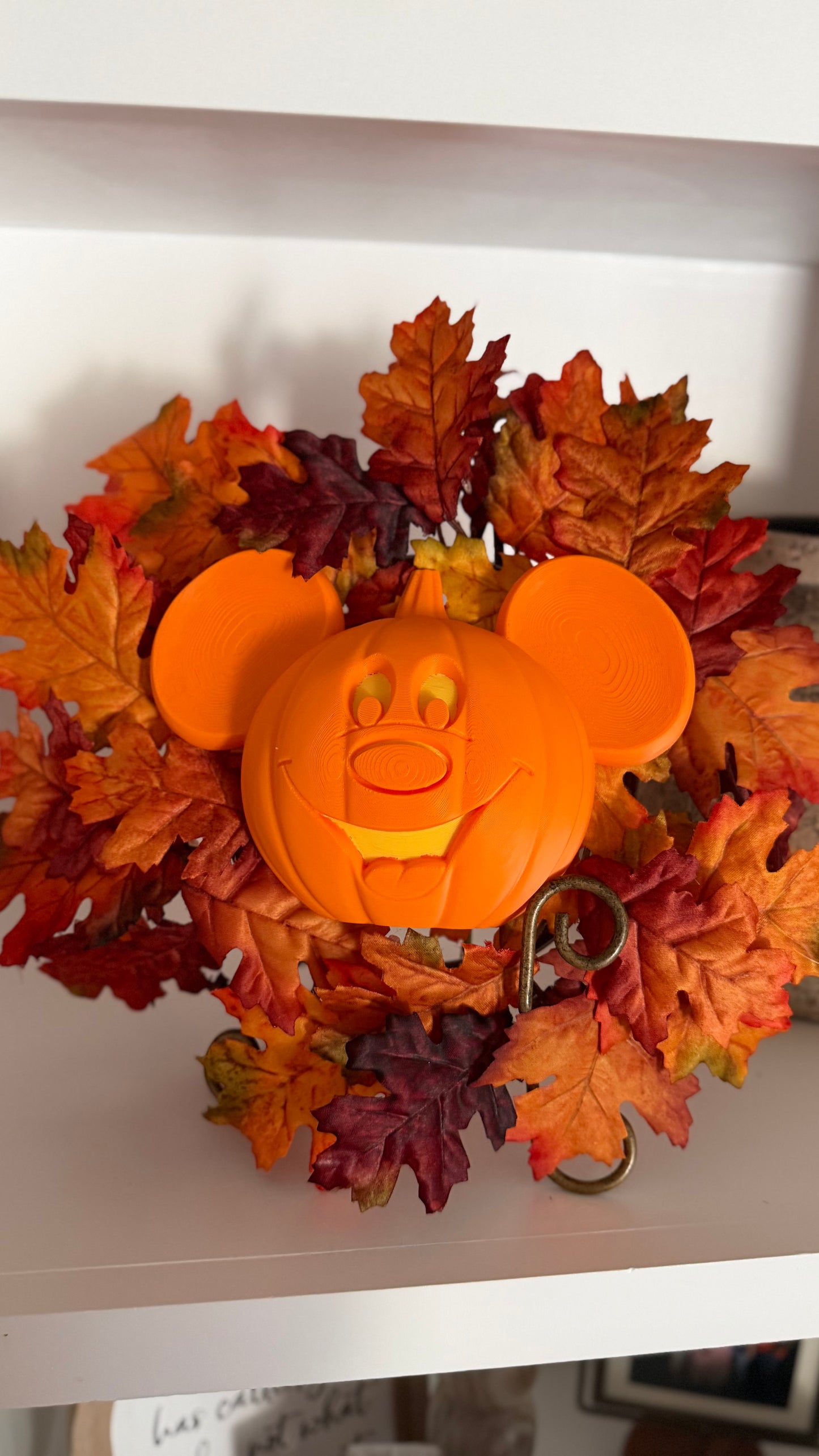 Handmade Disney-Inspired Autumn Pumpkin Wreath with Display Stand | Fall Tabletop Decor