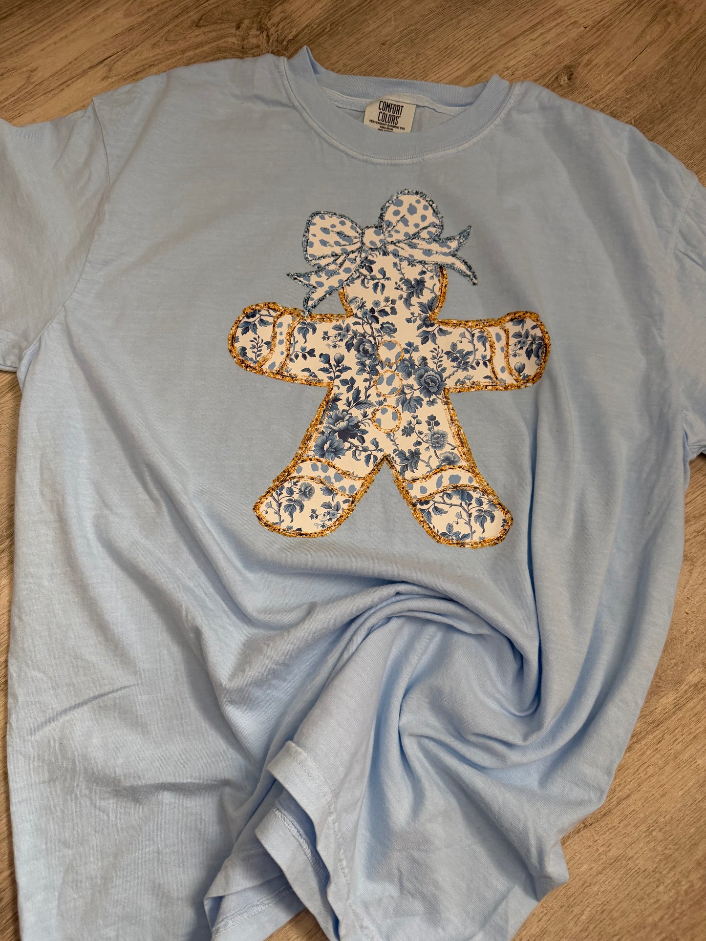 Blue Floral Gingerbread Comfort Colors Shirt