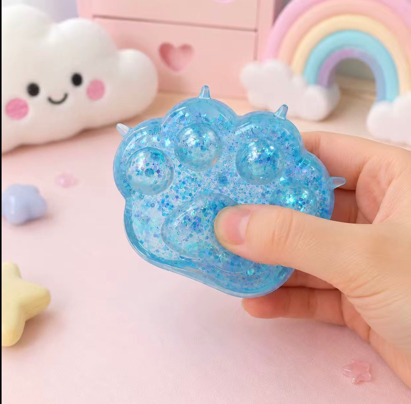 Glitter Paw Squishy Toy