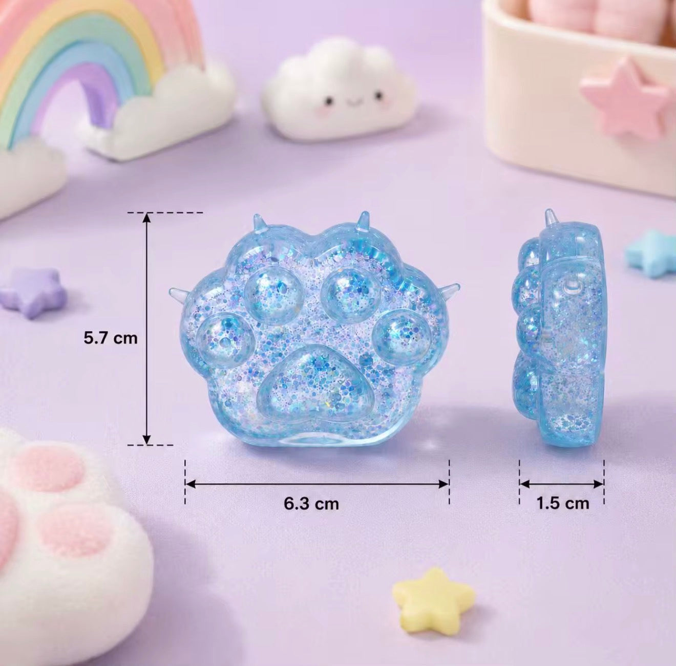 Glitter Paw Squishy Toy