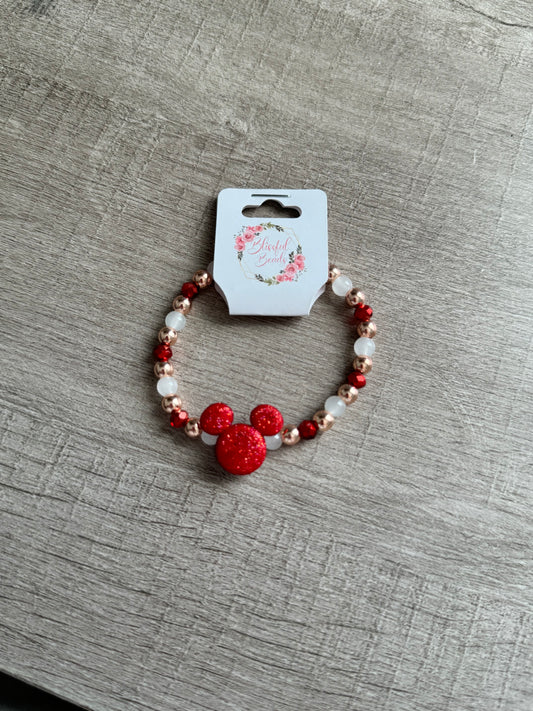 Red Glitter Mickey Bracelet