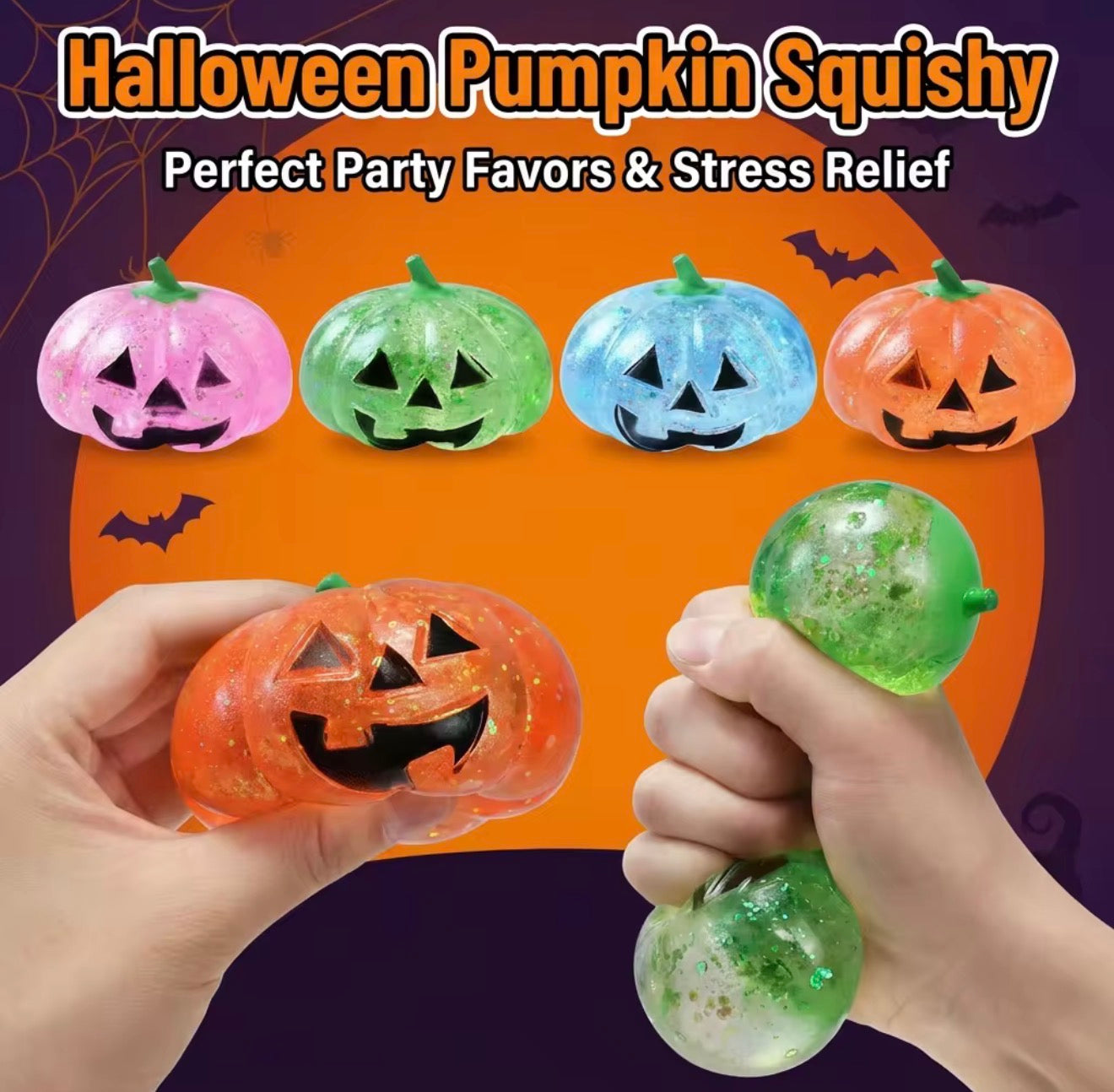 Glitter Pumpkin Squishy Toy