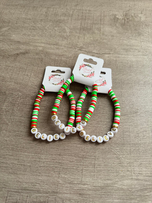 Believe Christmas Clay Bracelet