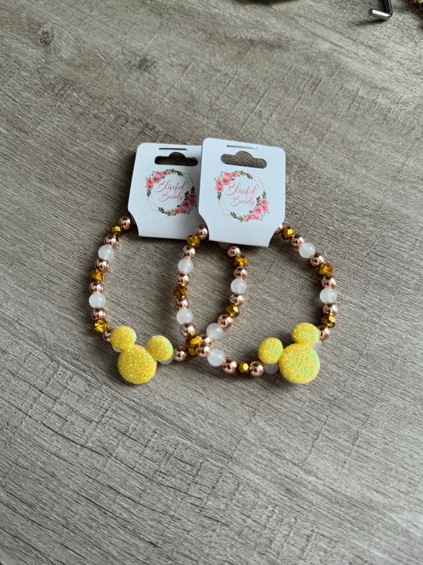 Yellow Glitter Mickey Bracelet