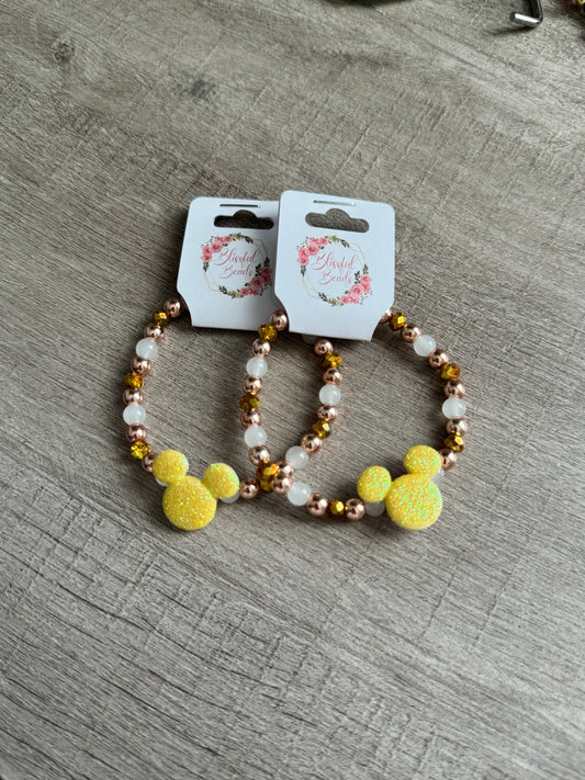 Yellow Glitter Mickey Bracelet