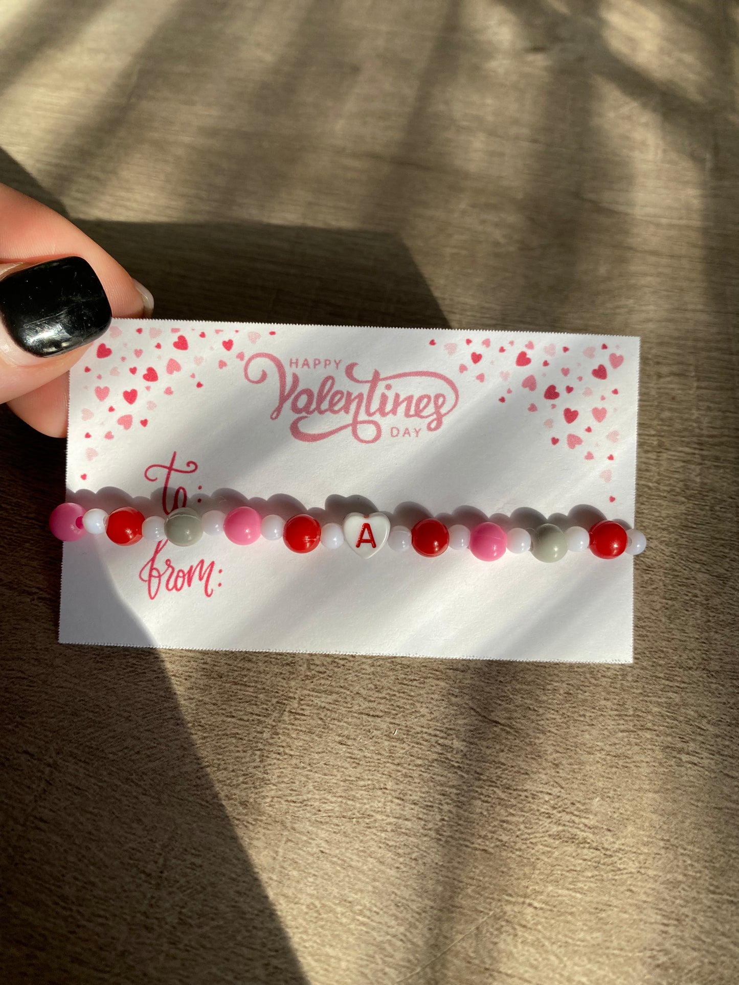 Custom Valentine Bracelet w Card