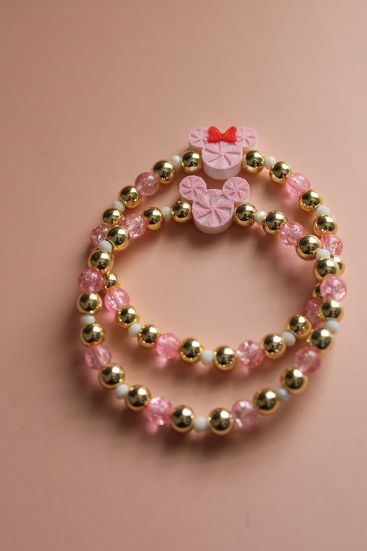 Mickey/Minnie Pink Peppermint Bracelet