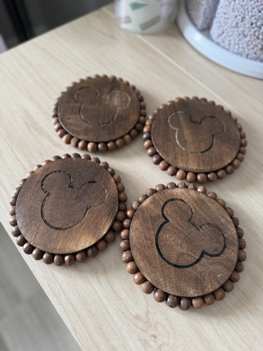 Rustic Mickey Coasters - Set of 4