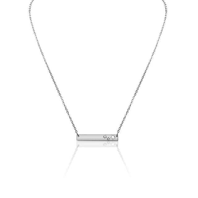 Engravable Cutout Stars Bar Necklace