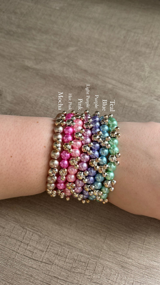 Colored Pearls + RG Mickey Bracelets