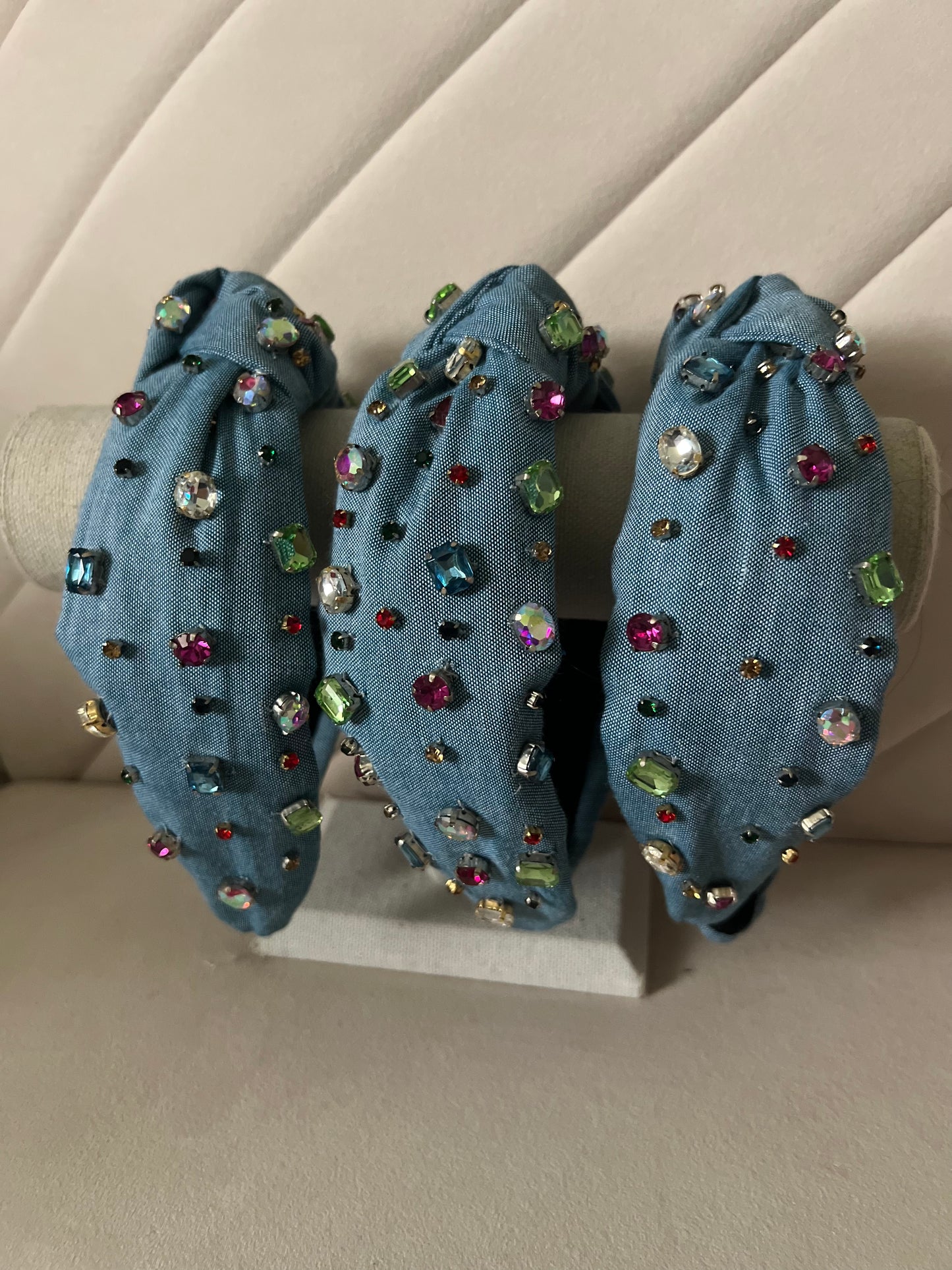 Denim Rhinestone Headband