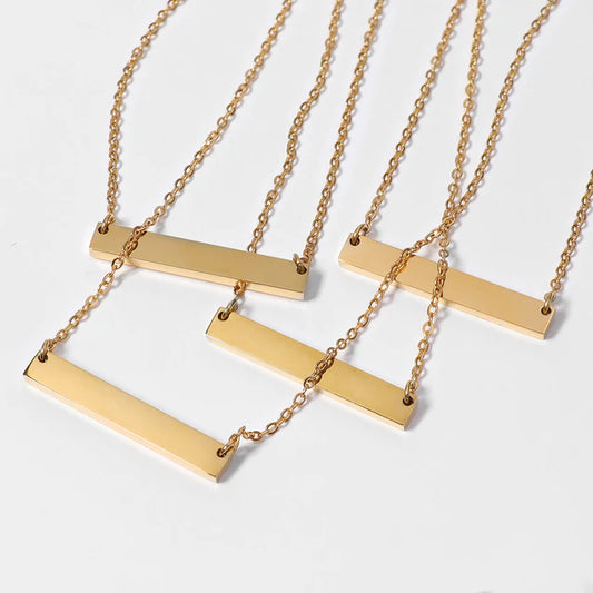 Engravable Gold Bar Stainless Necklace