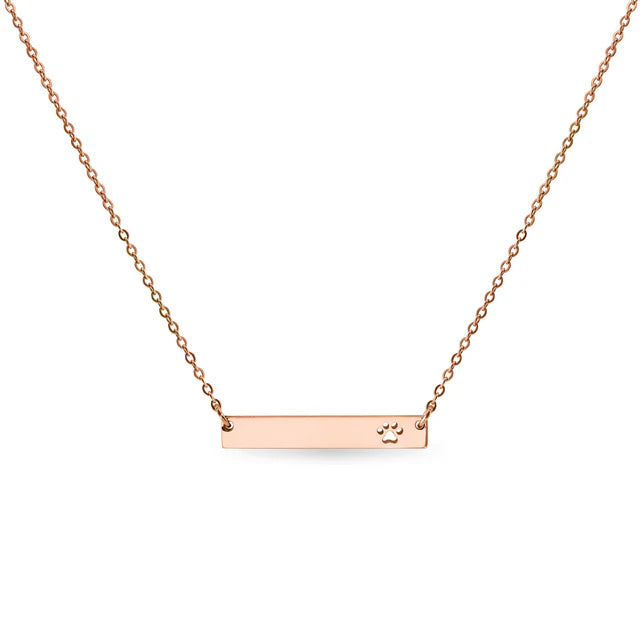 Engravable Cutout Paw Print Bar Necklace